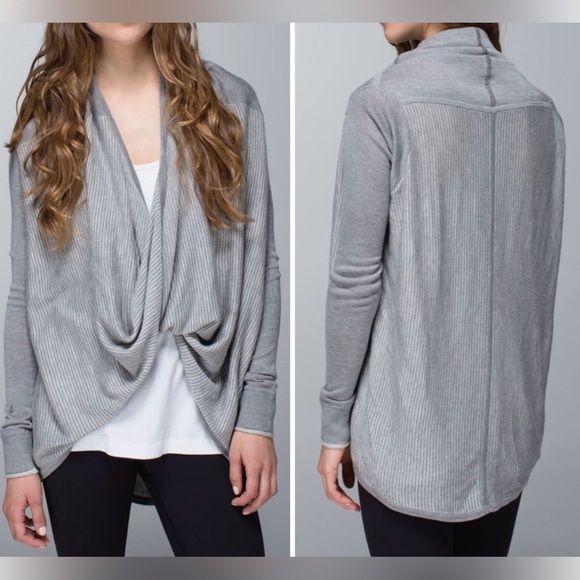 🍋Lululemon Iconic Sweater Wrap- Heathered Medium Grey/Light Grey Size 6 - Picture 1 of 6